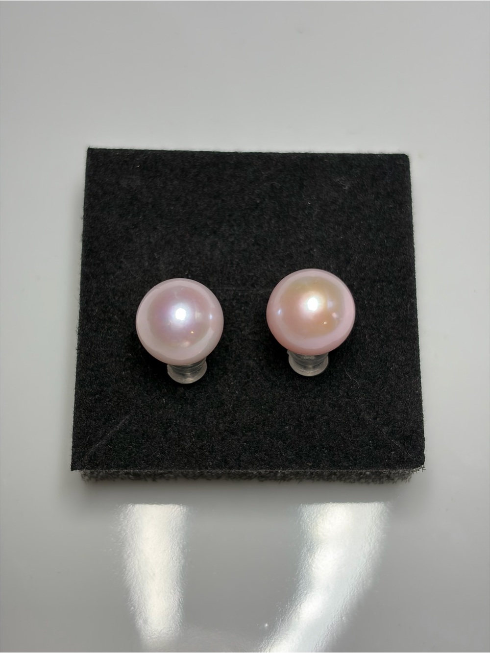 Pinkish White Freshwater Pearls Stud Earrings - Classic Women's Jewelry/ 10.5mm